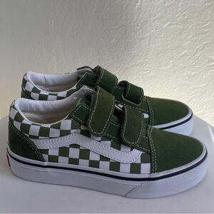 Kids Vans Old Skool Shoe, Green checkered